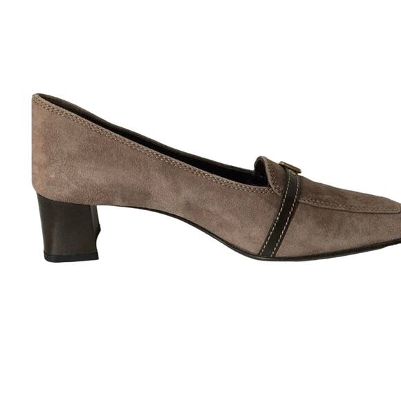 Galo Hand Made Italy Brown Suede Low Heel Buckle Eu 38.5/us 8 Academia Preppy - Picture 4 of 7